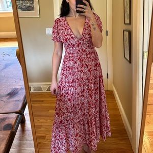 Boutique Cottage Core / Coastal Red/White Maxi Dress